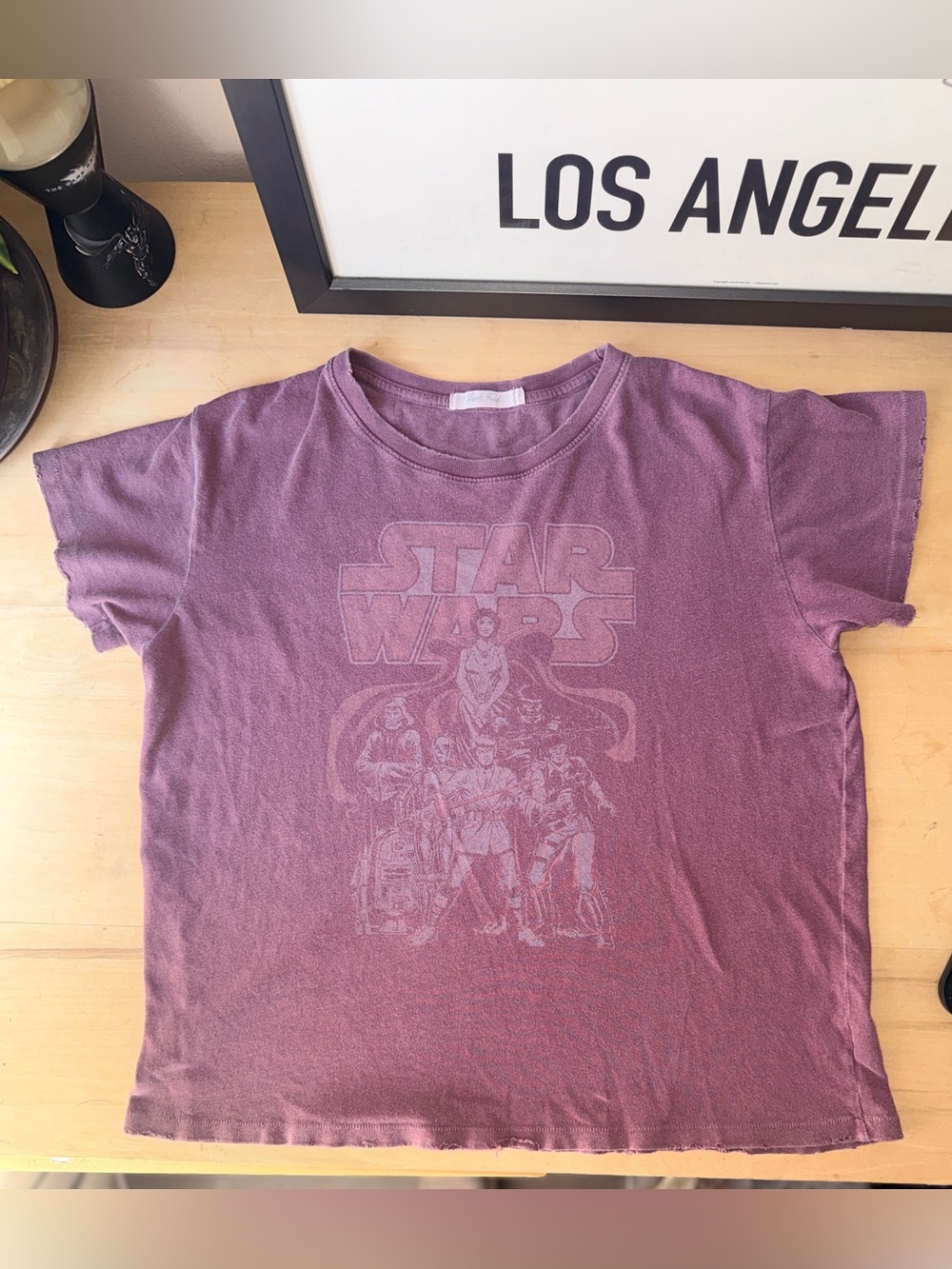 Junk Food Boxy Fit Distressed and Faded - Starwars Graphic Tee - Small